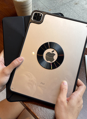 盈来适用苹果平板2024ipadpro保护壳air6亚克力720旋转高透明圆形磁吸拆分10代10.9无笔槽5防弯壳3全包边10.2