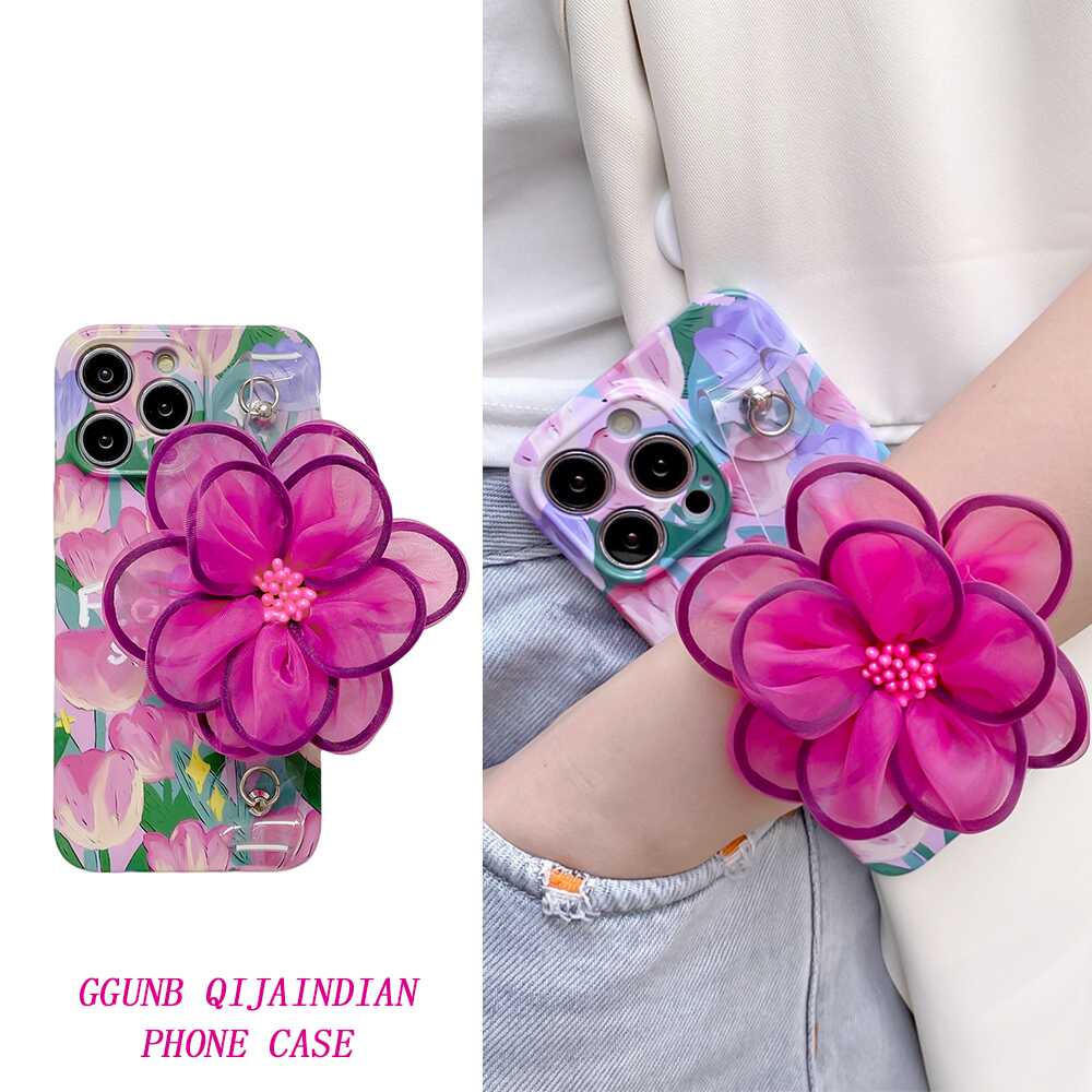 复古纱花郁金香14promax斜挎腕带