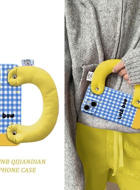 韩风简约蓝白格子黄色腕带适用opporeno9pro手机壳8/7/6/5/4/3潮r17/r15创意k9/k5/k7/k3防摔a93s/a72/a5女