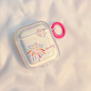 简约彩色烟花适用Baseus倍思E3耳机套M02透明W04软胶WM05真无线蓝牙WM02保护壳M2防摔W04+软storm3耳机保护套