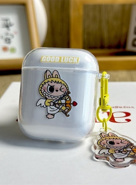 黄色丘比特卡通适用小米3pro降噪耳机保护套透明红米Buds5/4/3蓝牙保护壳buds4pro软air2SE降噪3耳机壳Dots3