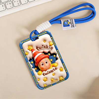 3D平面图满屏星雪糕筒小人卡套学生滑盖卡套饭卡地铁小区卡包学生卡公交卡身份证件门禁卡工作证件套