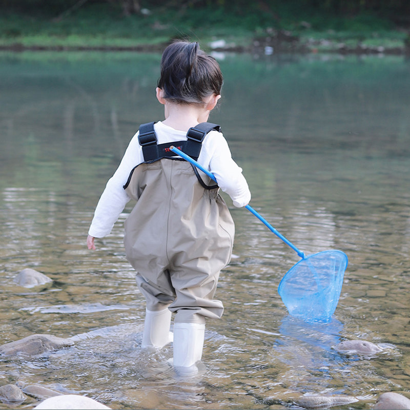 儿童玩水服涉水裤轻薄透气赶海沙滩溪流摸鱼背带连体下水裤防水靴