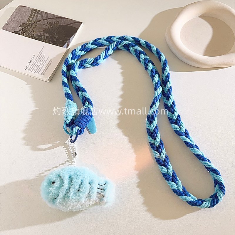 超可爱蓝色毛绒小鱼公仔手机挂件尼龙编织带挂绳百搭学生妹女款手机链斜跨长绳户外通用ccd相机便携侧肩挂脖,3C数码配件,手机挂件/手机链,淘宝优惠券,粉丝福利购,淘宝优惠卷