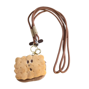 趣味卡通夹心饼干零钱包编织手工尼龙长绳适用于手机壳DIY手机配饰可爱女款便携侧背挂脖CCD相机挂绳户外结实