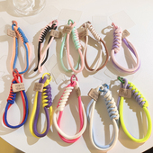 创意撞色ins编织手绳腕带适用于手机壳小众个性 便携手环钥匙扣手机挂饰手提防丢防摔手机挂件 网红韩风男女款