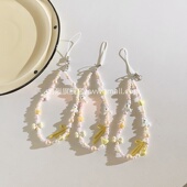 卡通可爱西高地小狗蝴蝶结串珠手机链手机壳挂件包包挂饰车钥匙扣学生书包配饰ins少女心手提防丢便携挂绳F5