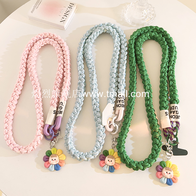 立体彩色花朵妹妹手机长绳