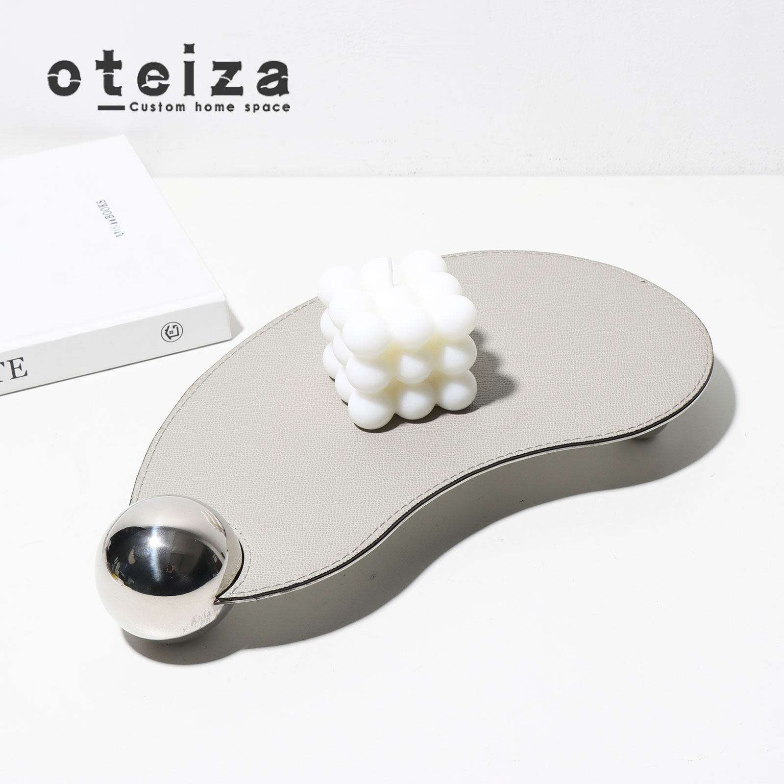 oteiza简约现代创意样板间客厅茶几皮革托盘摆件书桌收纳盘装饰品