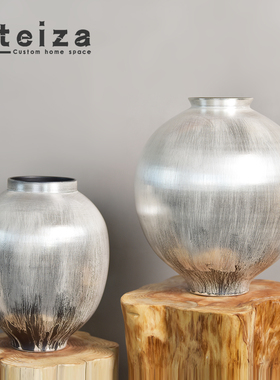 Oteiza新中式几何陶瓷茶壶花瓶花艺摆件样板间别墅客厅大理石托盘