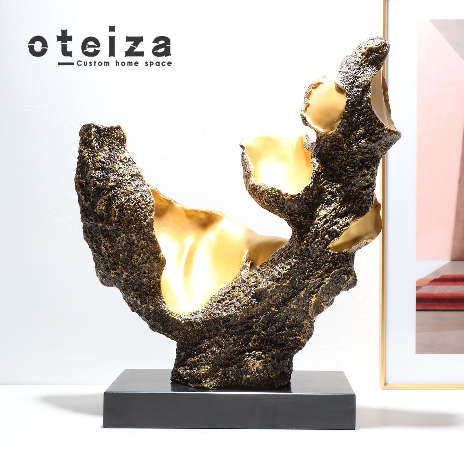 oteiza简约现代树脂大理石自然造型摆件售楼处样板间展厅客厅软装