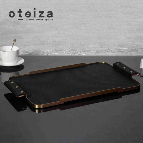 Oteiza现代简约创意皮革金属托 托盘摆件样板间样品屋展示中心客