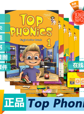 进口原版 top phonics 1 2 3 4 5级 single-letter自然拼读phonics教材小学英语儿童启蒙教材零基础入门26个字母英语发音练习