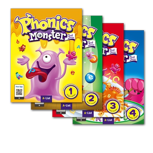 原版进口自然拼读phonics monster 1/2/3/4级教材第二版 学生书+练习册+挂图+读物+App学生包拼读怪兽全新升级