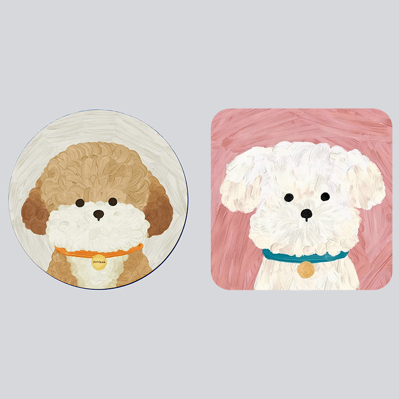可爱圆形卡通狗狗陶瓷创意吸水杯垫隔热垫餐桌防烫防滑可来图定制