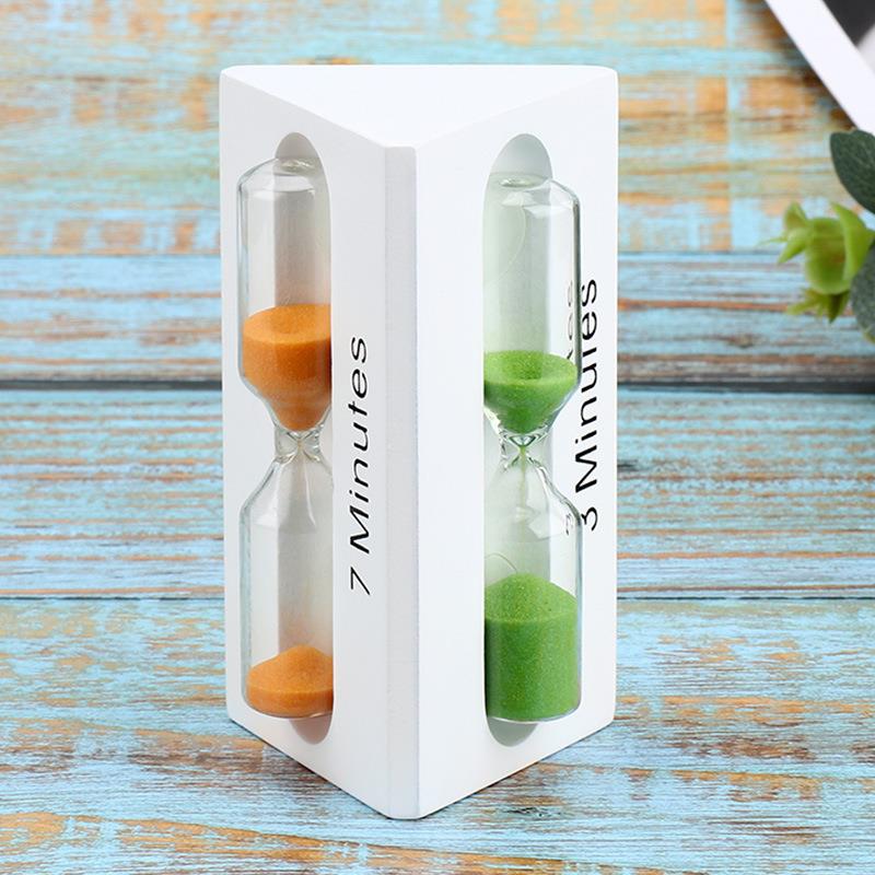 质沙漏计时器木 35/佐致(收分7钟时间漏斗创意家居装饰品流沙摆/