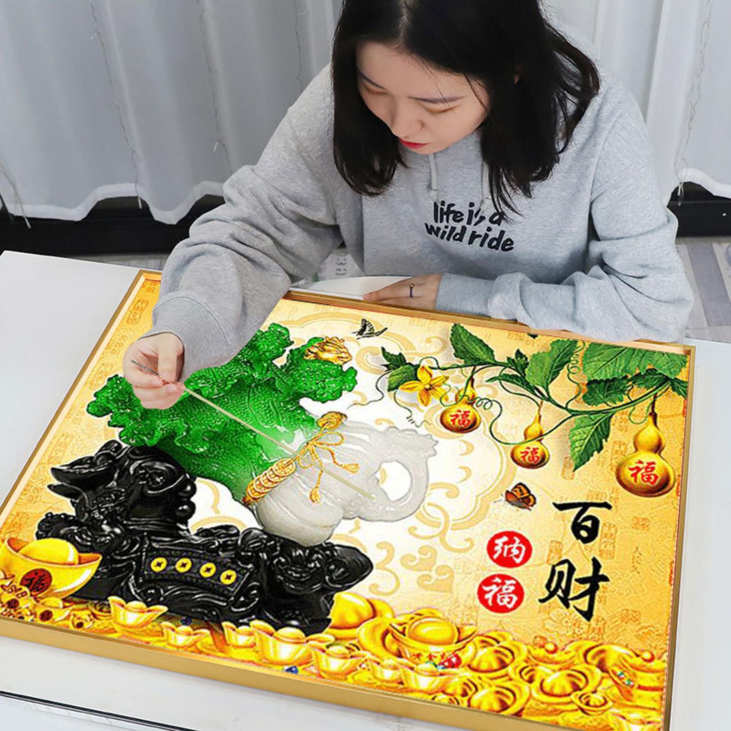 新款十字绣客厅满绣手工自己白菜