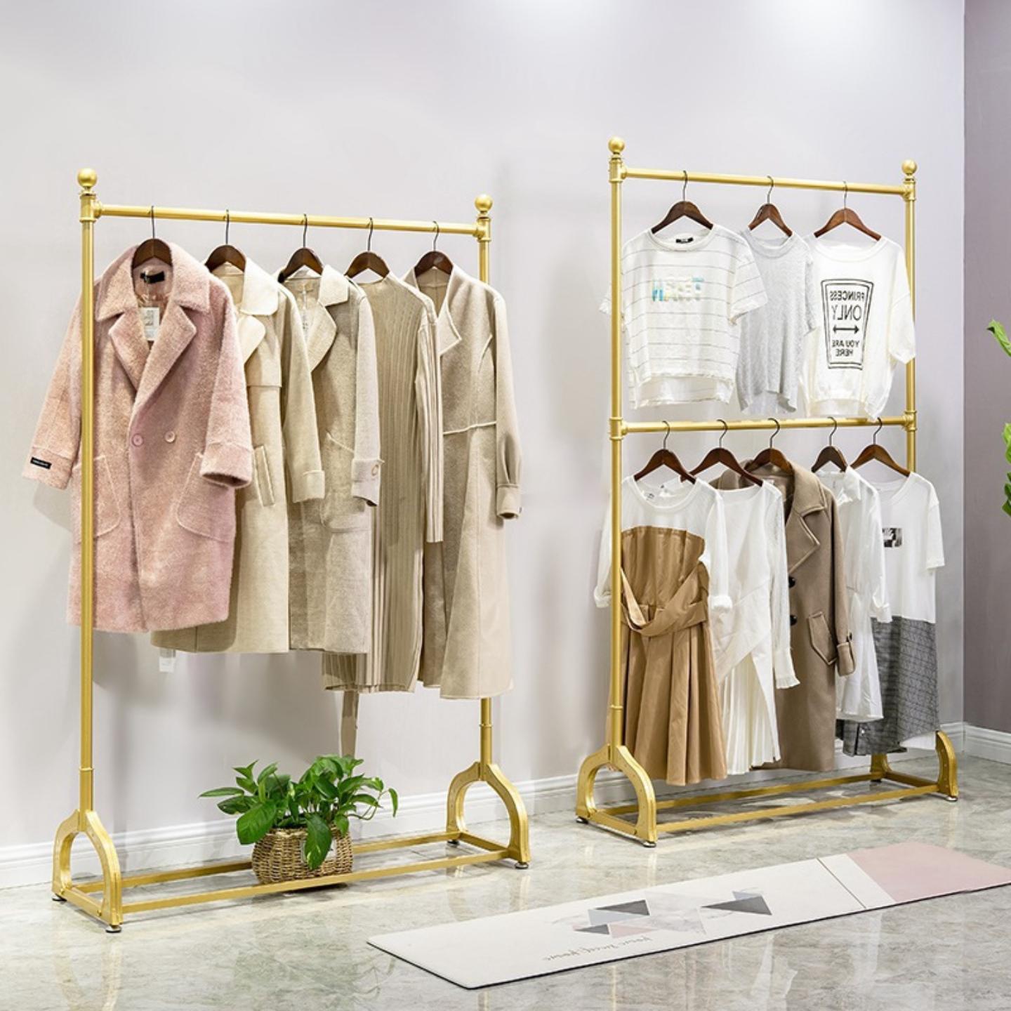 服装店展示架落地式童装挂衣架男女装店货架加高可升降双层架子