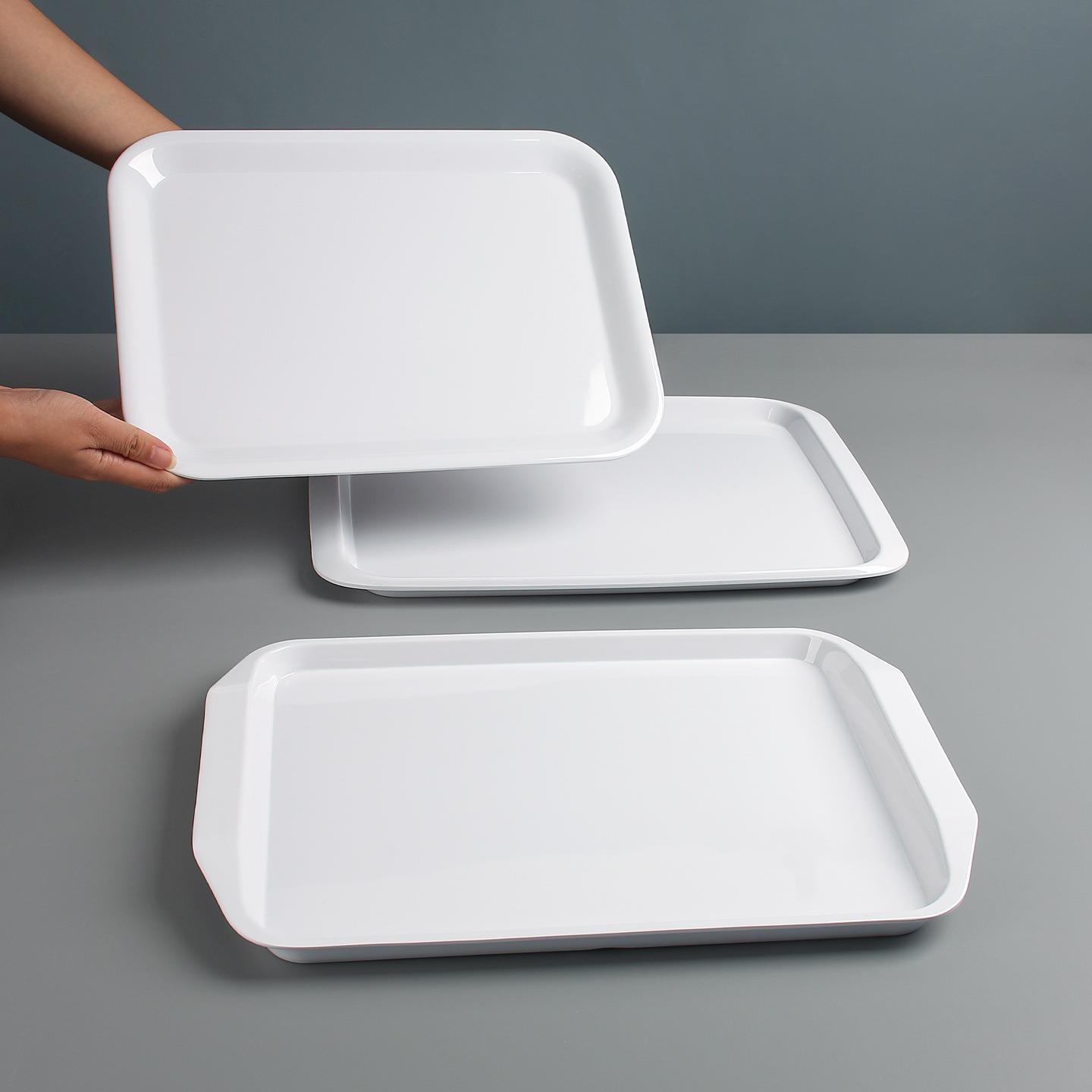 塑托盘托水杯盘密胺长方料形盘白色家用幼儿茶园餐盘面包盘FMT子