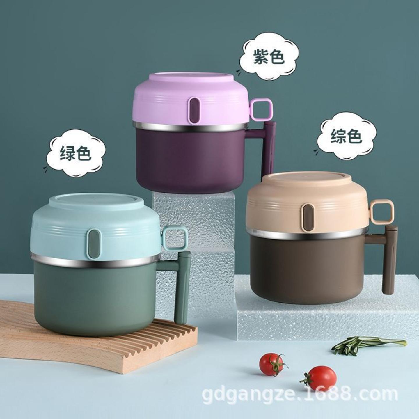 新品304不锈钢快餐杯带盖上班族