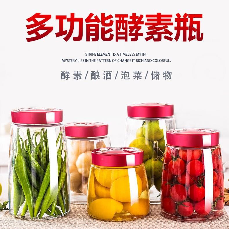 自动罐排气酵素瓶家用坛自AL111酿发酵玻泡酒瓶泡菜璃子食品储物