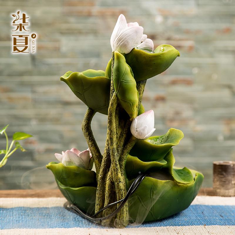 工叶现荷流OCU水创意货小摆件风水客厅厂装饰树脂工艺品
