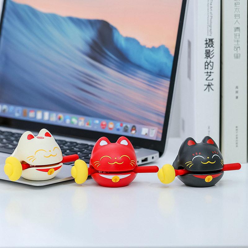 网红可招财猫爱小打木鱼公室静心解桌压摆件面敲玩具小礼物潮玩.