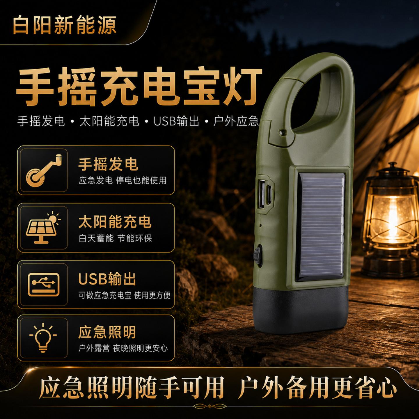 户外式耐用手摇充电发电手电筒