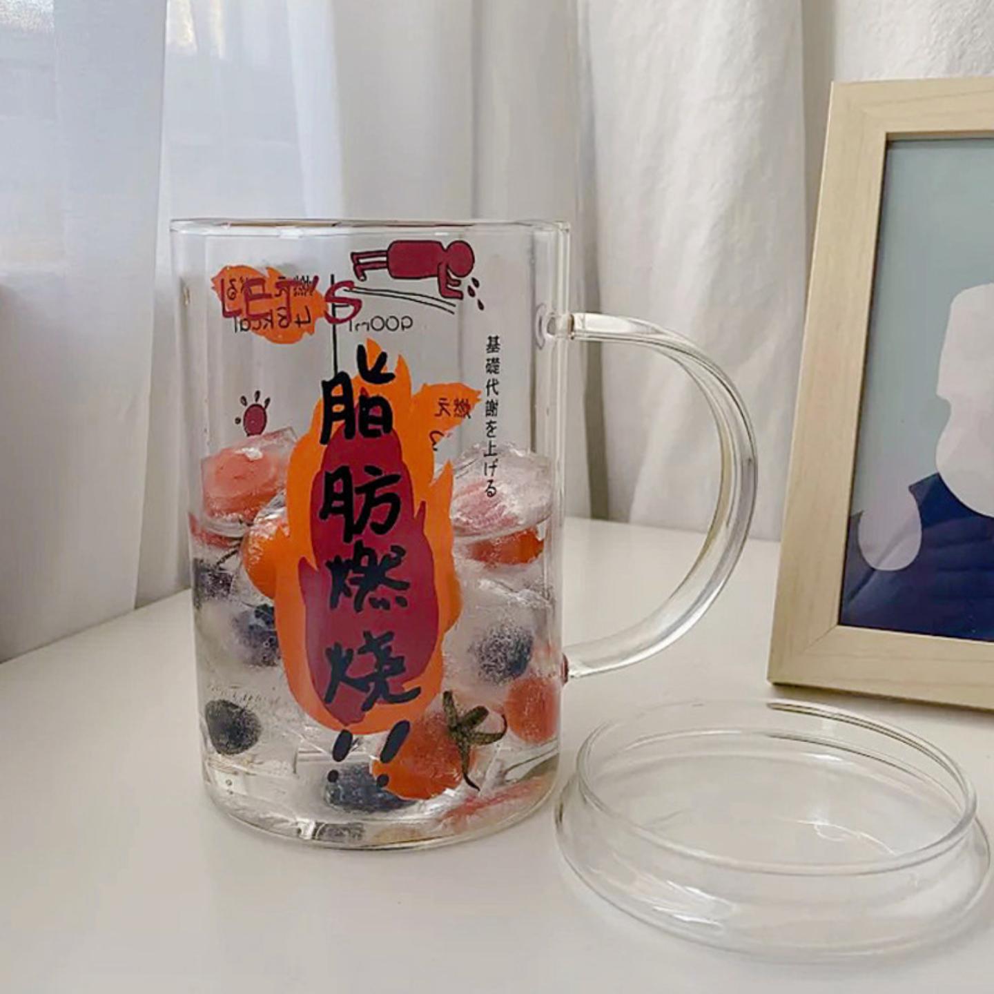 脂肪燃烧夏季大容量玻璃把杯日系