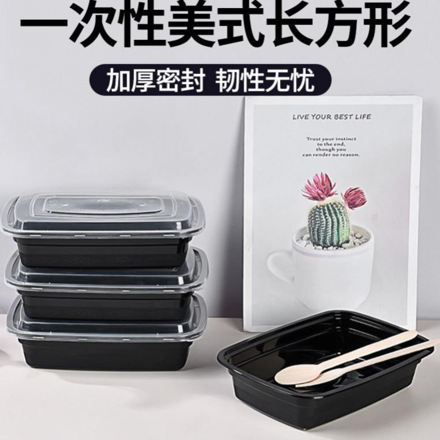 美式一次性餐盒可微波长方形加厚