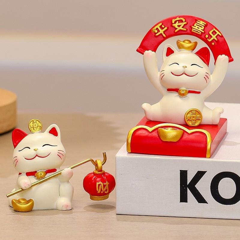 招财猫摆件树级感公室工艺品桌脂装饰面礼物可爱小摆件新款女.