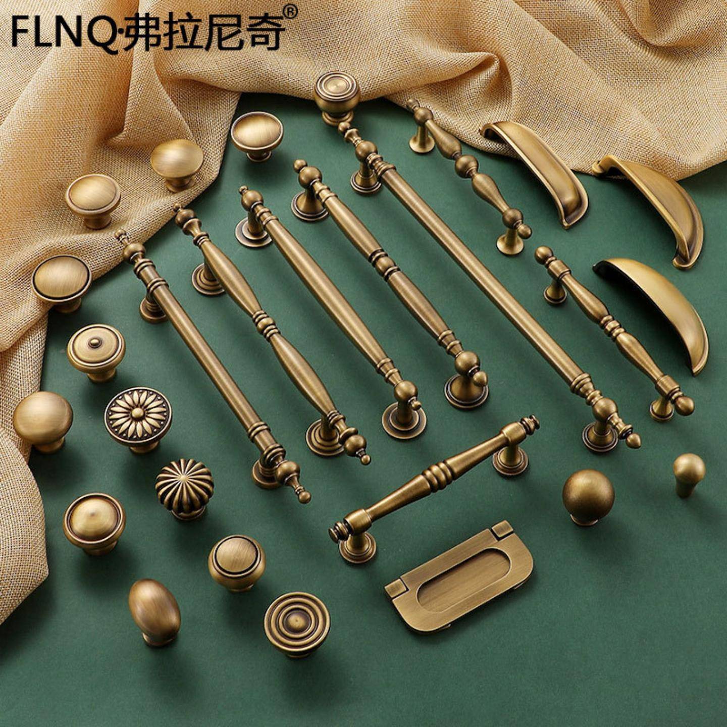 黄古铜拉手法式柜门纯铜美式简约