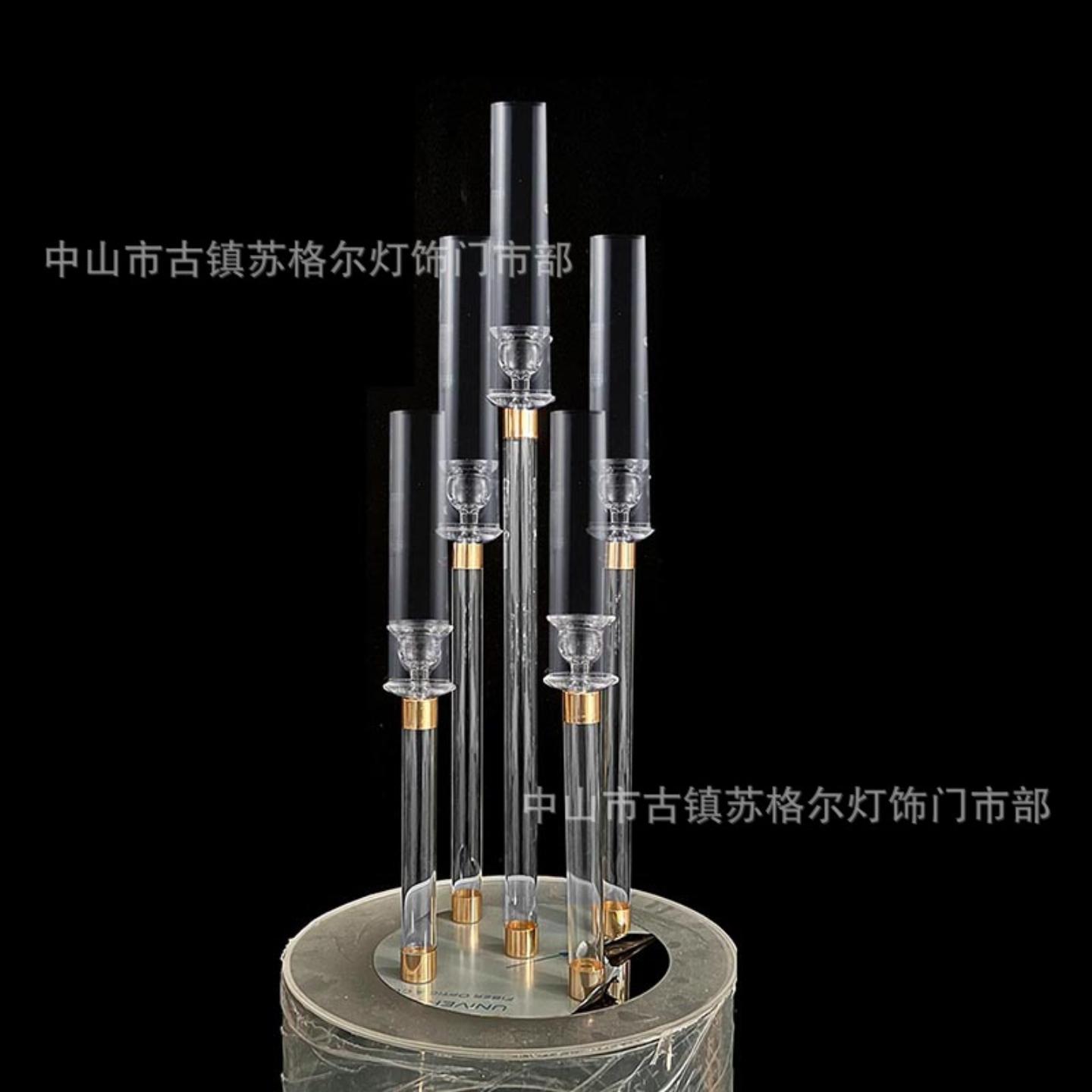 婚庆道具金色亚克力烛台路引派对