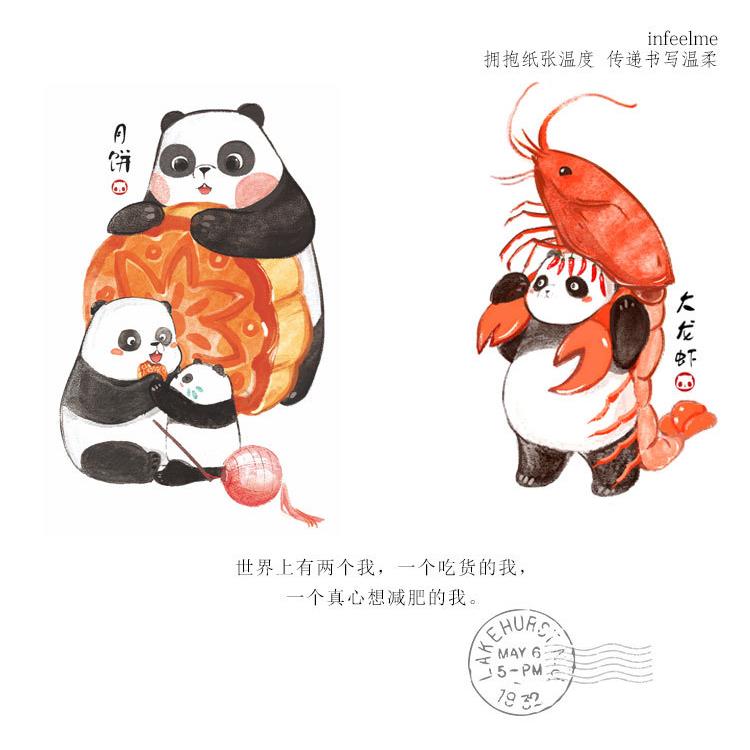 货猫形异明信片30张看起23来很好吃平面原熊创手绘小卡片盒吃装贺