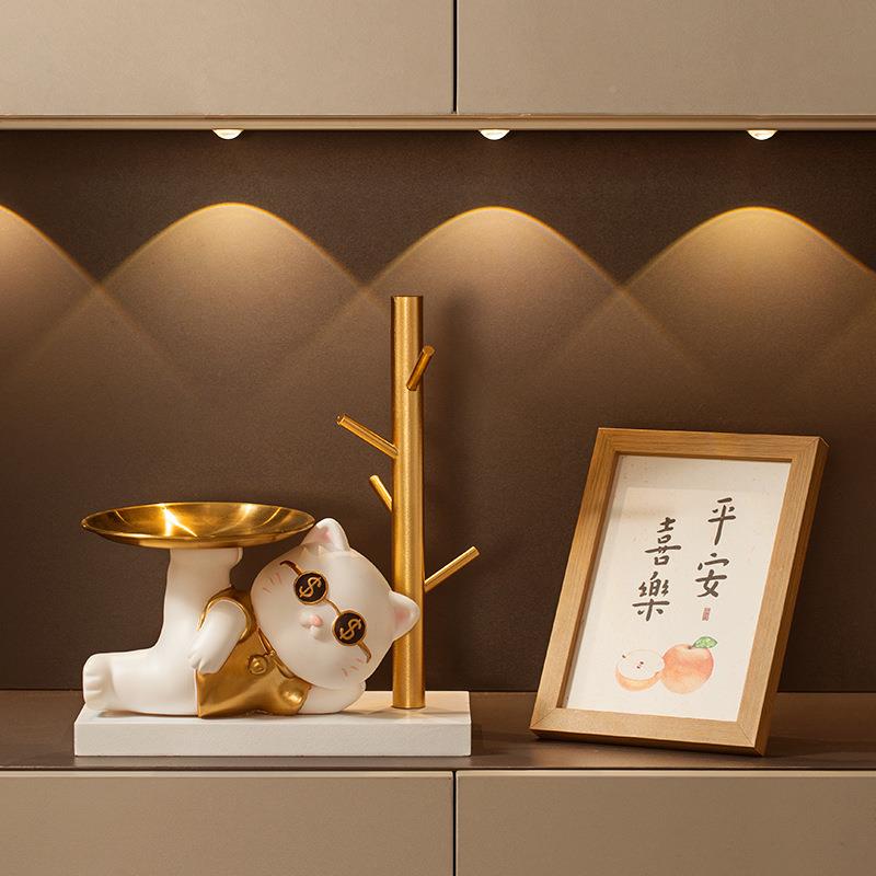 招财猫玄关匙BJ704-4收纳摆家居钥客厅现代轻奢饰乔迁装新居酒柜