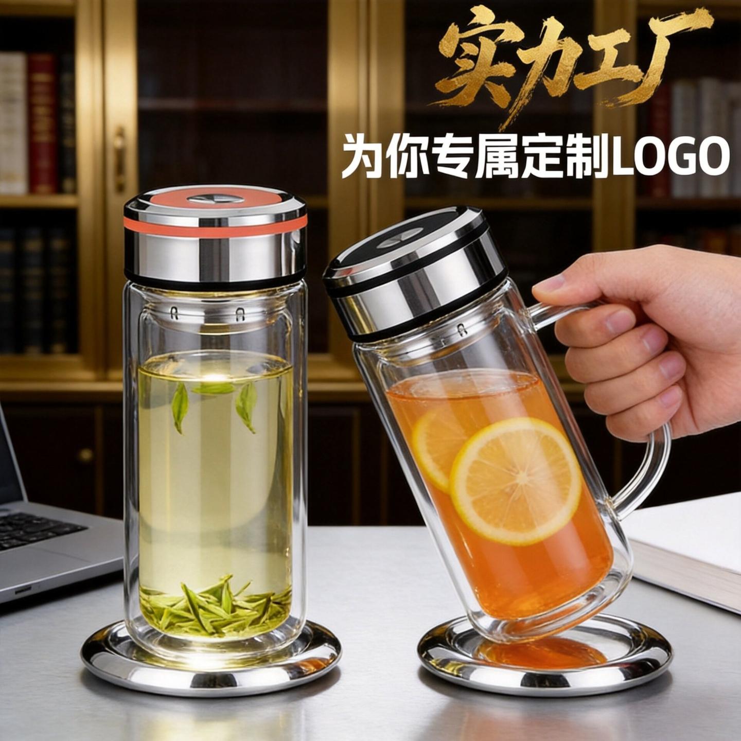 高硼硅双层隔热防烫玻璃杯家用
