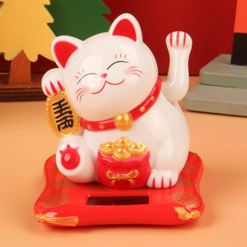 招福纳财2.寸太阳动摇手招财猫招手能福袋猫5店铺收银自开业送礼