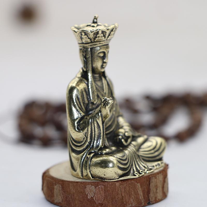 复意古纯铜地藏王菩萨佛像摆摆件小唐僧打坐号旧迷你随身禅小铜做