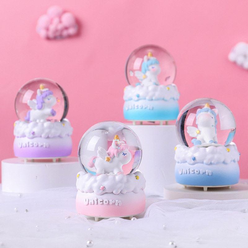I0624卡通天使独角兽水晶球件发摆少女光心小水球女生日礼物玻生