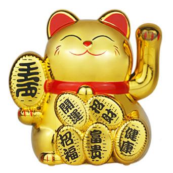 2寸可爱迷桌你招财猫金色太装阳能店面摇手饰铺摆378件招财猫