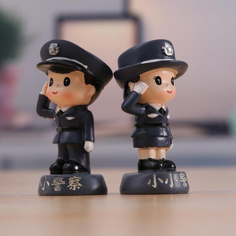 偶创意你警察公仔公仔模汽型玩迷手办 车装饰 蛋糕烘焙装饰品节日
