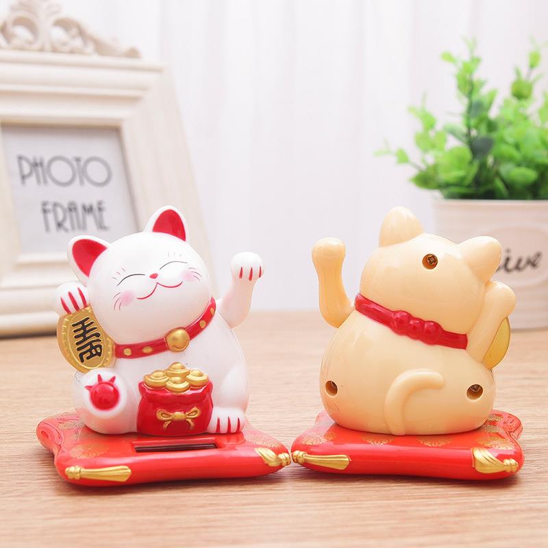 小号摆2.5寸摇手阳招财猫太能招手猫意车饰车件工艺A4305品现创货