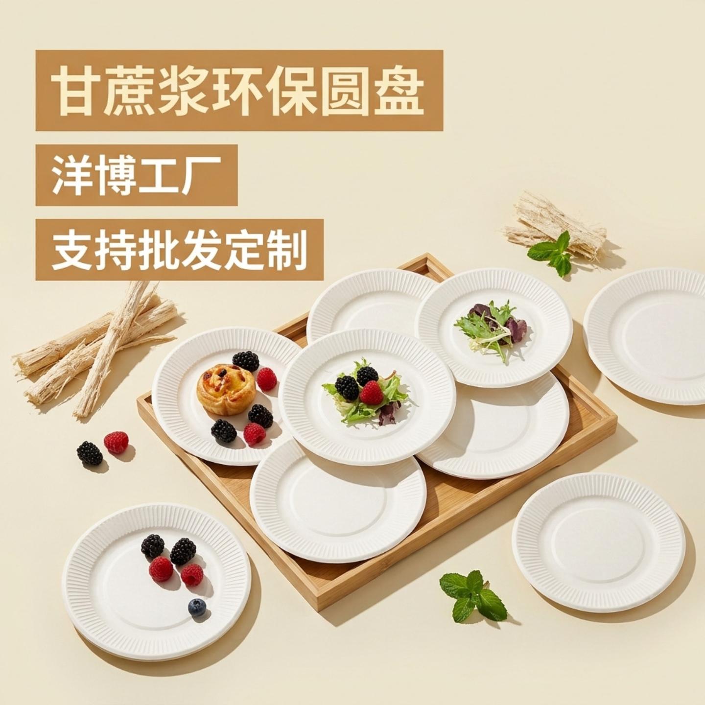可降解圆盘一次性纸餐盘纸盘碟子
