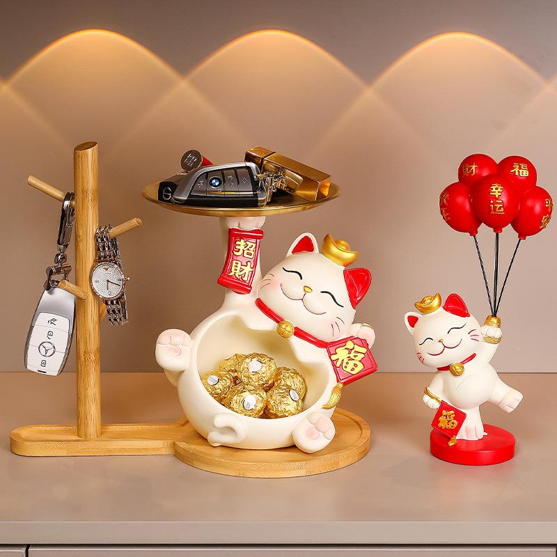 招财户进门qpmj喜玄关摆件新年庆入装饰品乔迁新居布置礼猫品家居