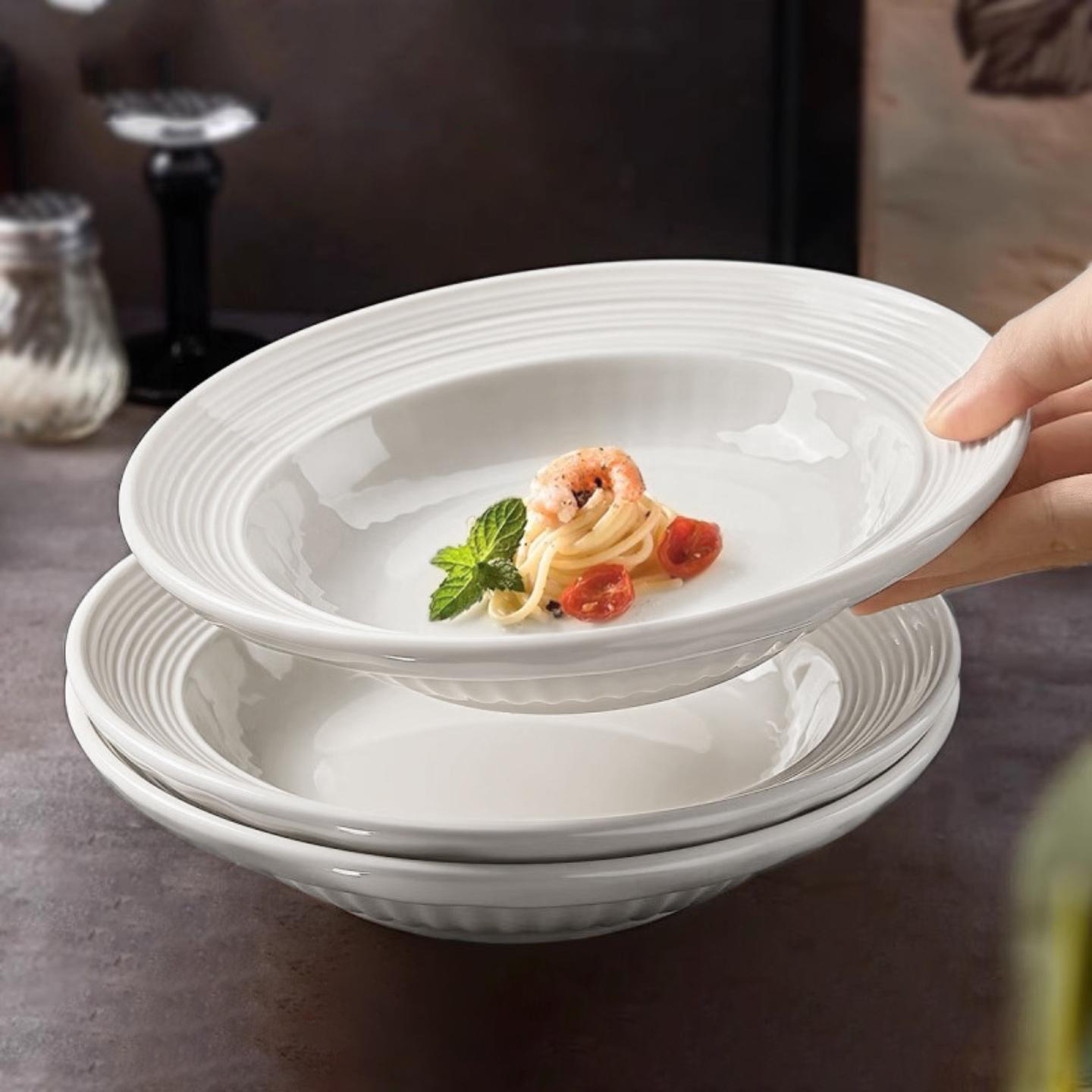 ins风简约螺纹西餐盘子高级感