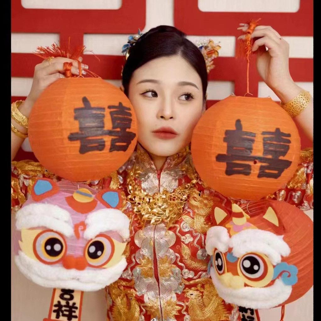 结婚新笼佐致(收娘袍拍照道具醒狮灯晨婚礼跟拍接亲创意袍百搭出