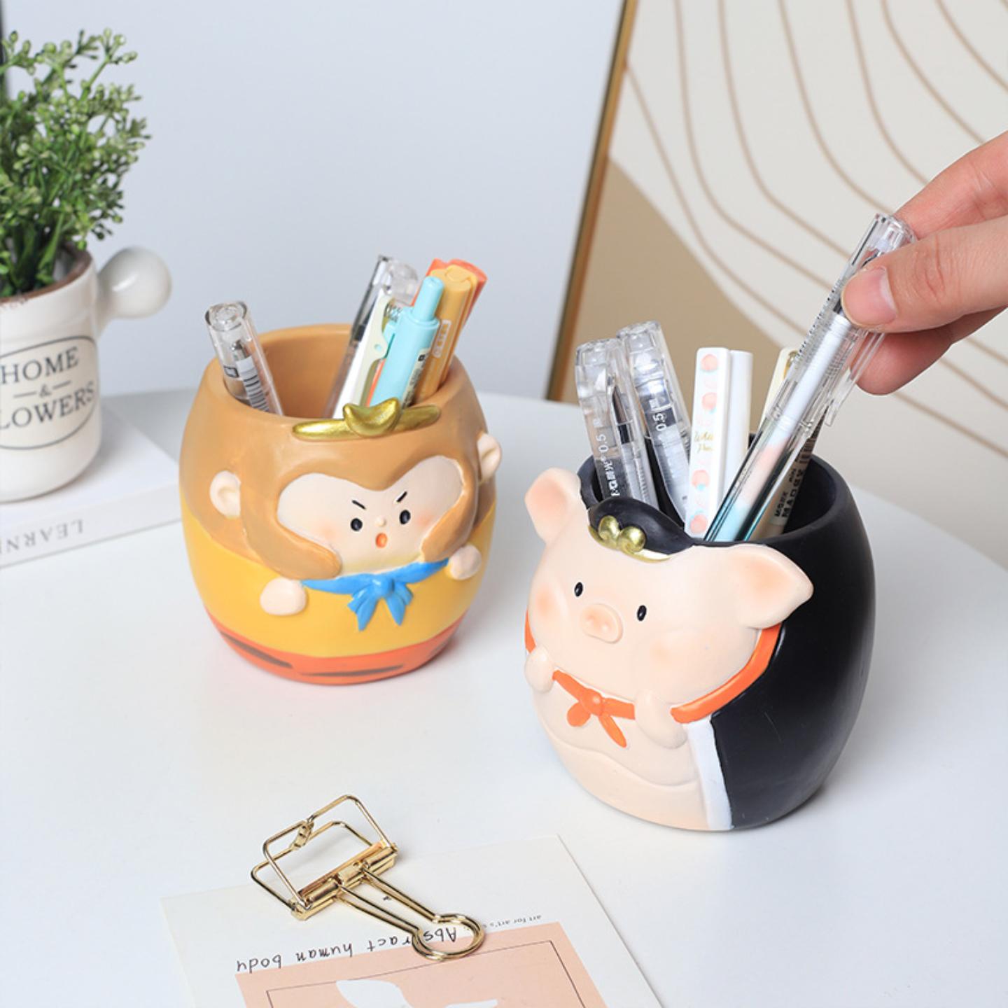 卡通树脂学生文具收纳笔筒工艺品