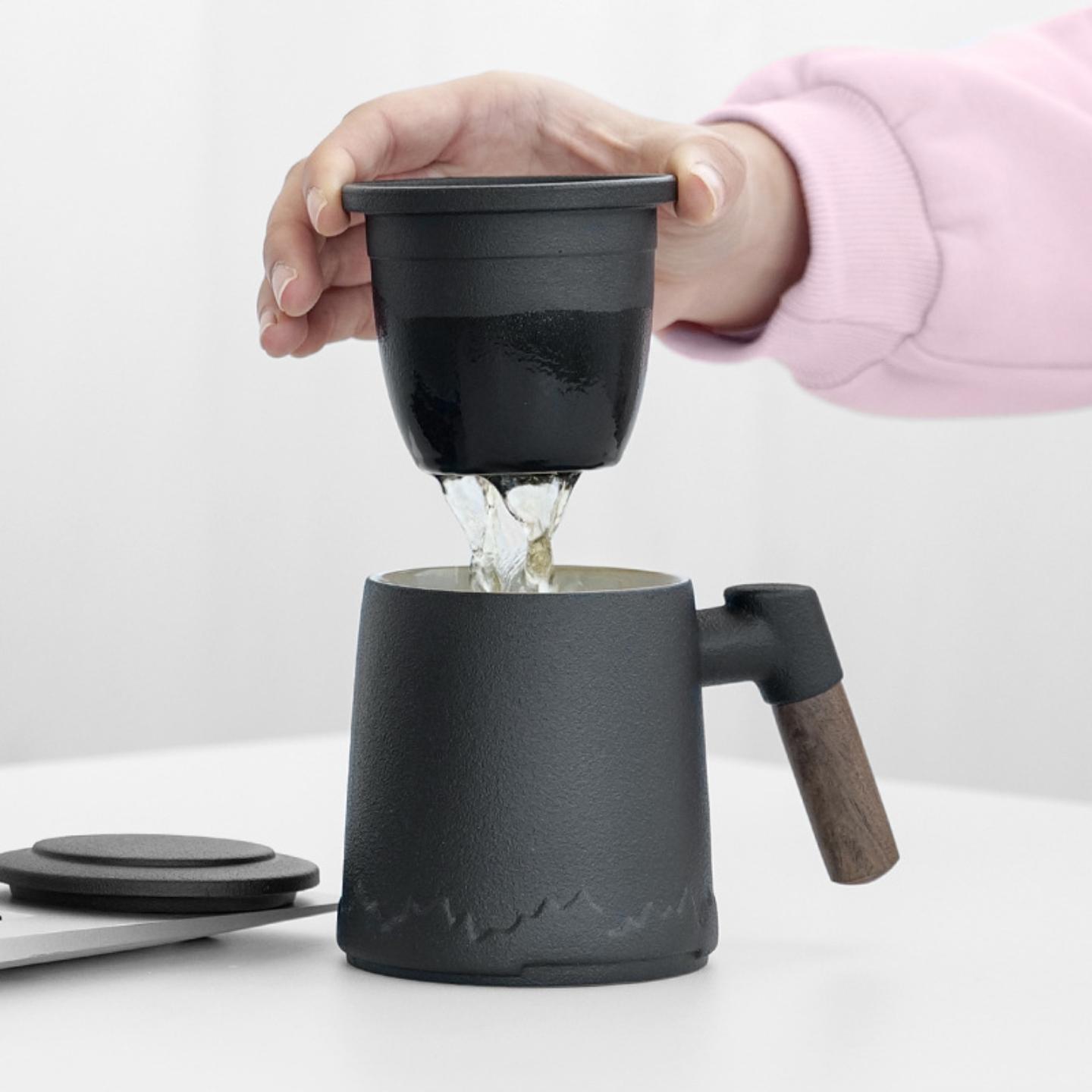 陶瓷泡茶杯茶水分离杯子大容量