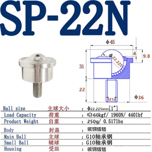 万向球滚珠牛眼轮轴承重型SP8-12-15-19-25-30-45-60FL螺杆M包邮