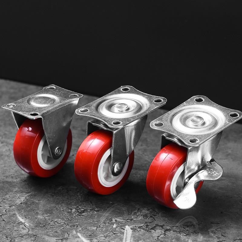 静音PVC定向万向脚轮 迷你带刹手推车轮子 PP耐磨顺滑家具滑轮